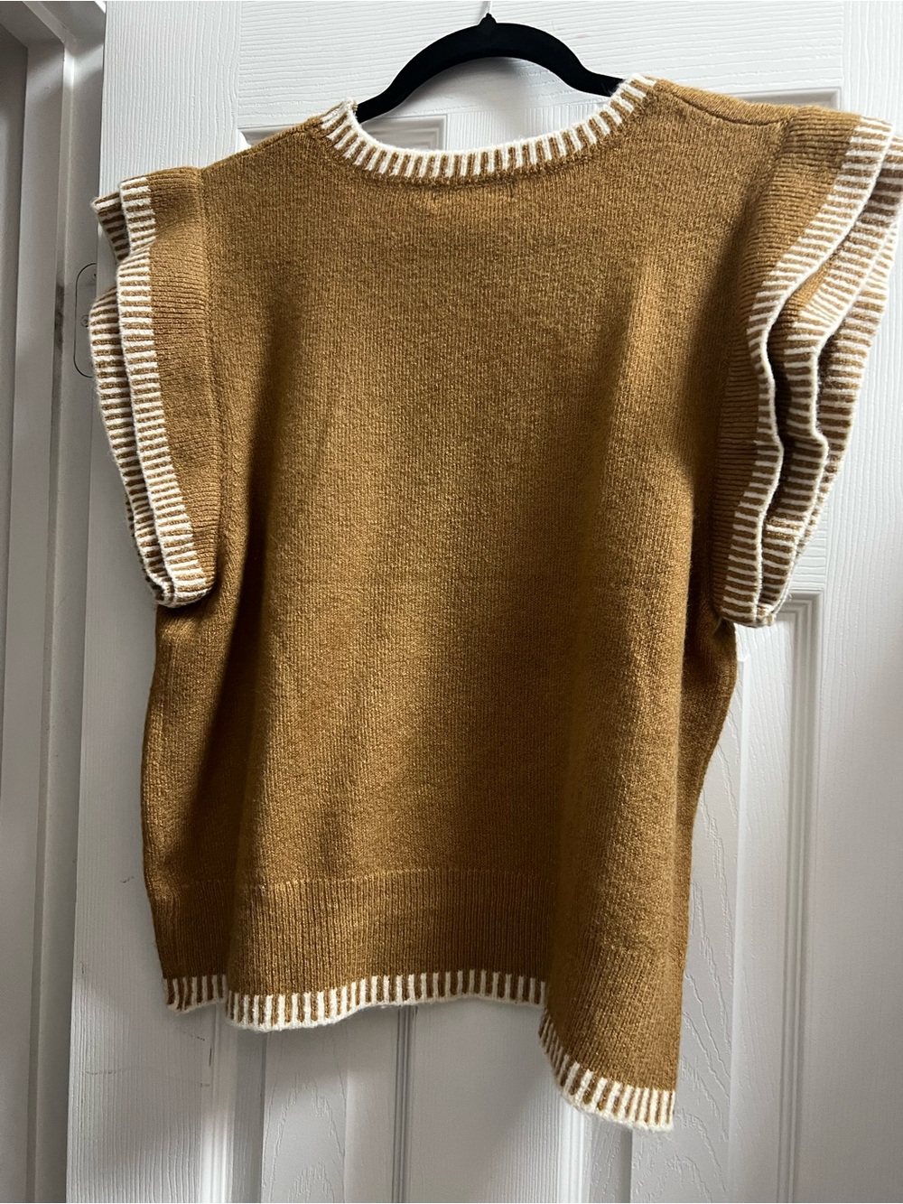 Francesca’s Mustard Ruffle Sleeve Knit Sweater - Women